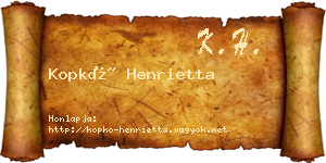 Kopkó Henrietta névjegykártya